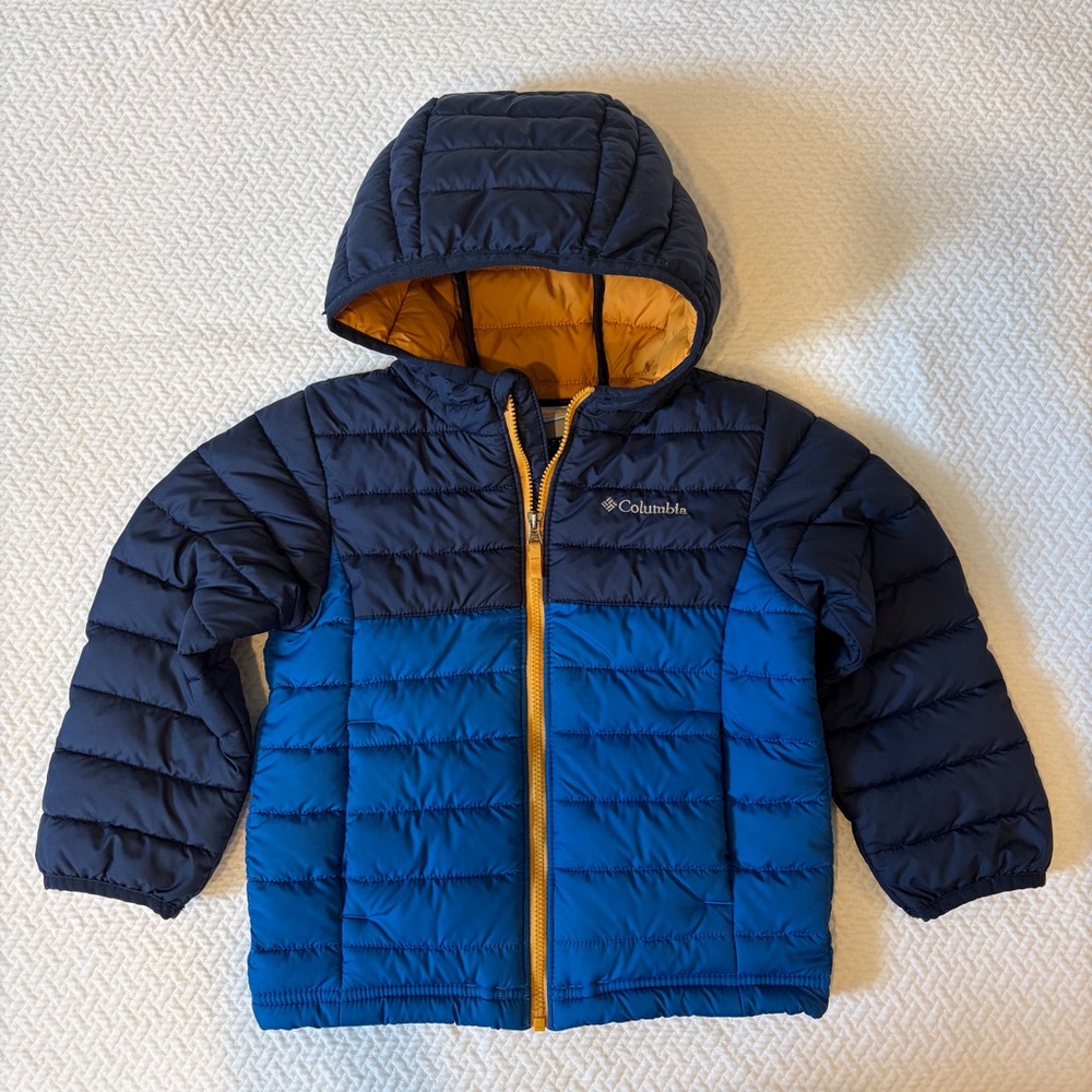 Columbia Powderlight Colorblock Hooded Winter Snow Puffer Jacket  Blue